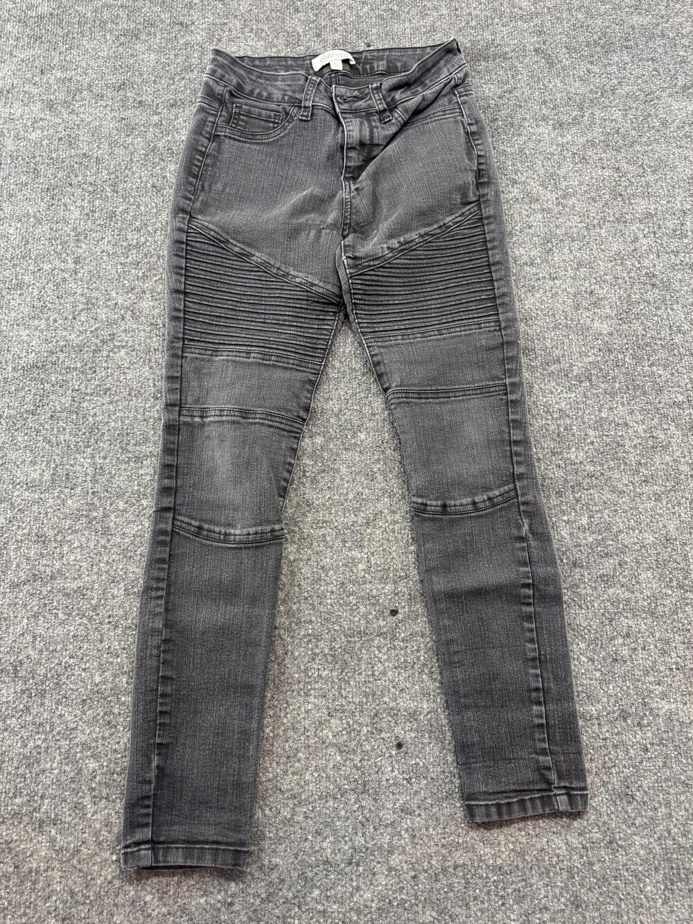 Cello Jeans Skinny Jeans Juniors 5 Gray Charcoal Wash Moto Pleated 25 Inseam